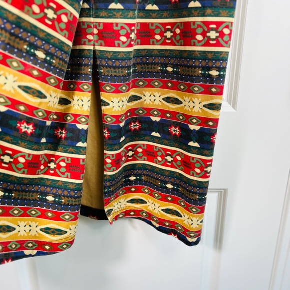 Vtg Susan Bristol Midi Faux Wrap Skirt Denim Southwestern Tribal Boho - Picture 3 of 10